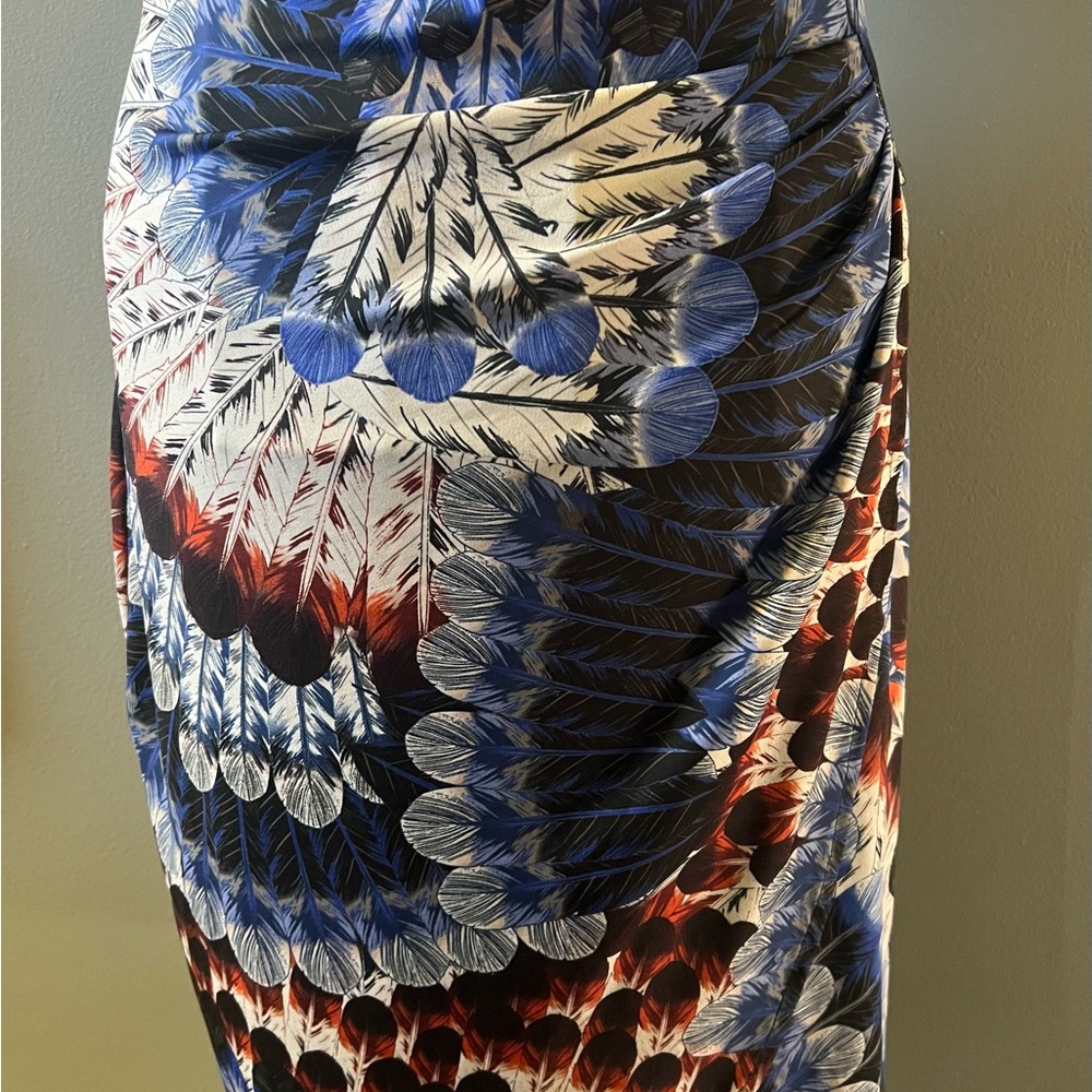 Presley Skye Blue and White Feather Ruched Summer Dress X Small - Picture 6 of 15